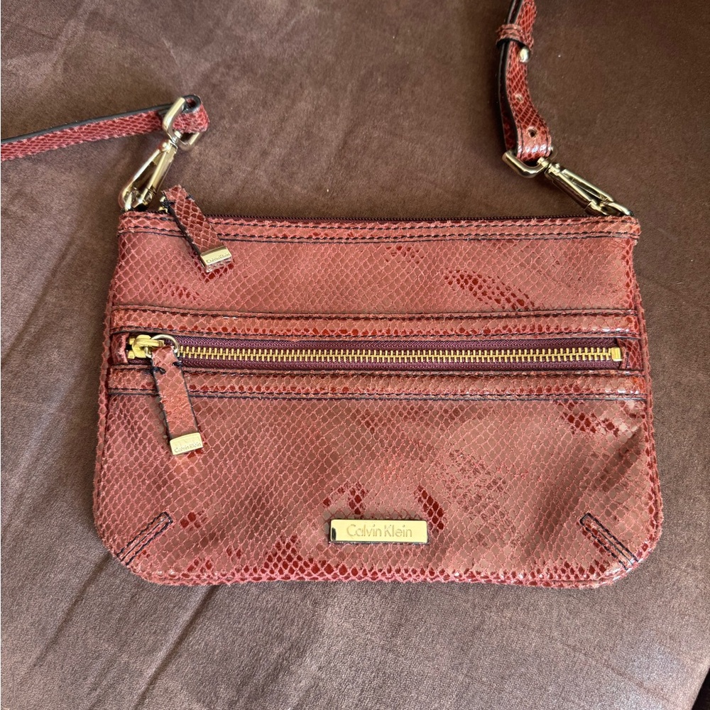 Calvin Klein Textured Red Wristlet